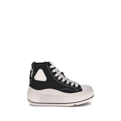 Black Cotton High Top Sneakers