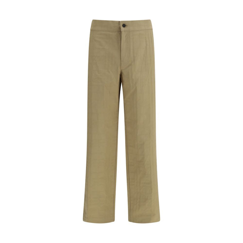 Beige Cotton Casual Pants