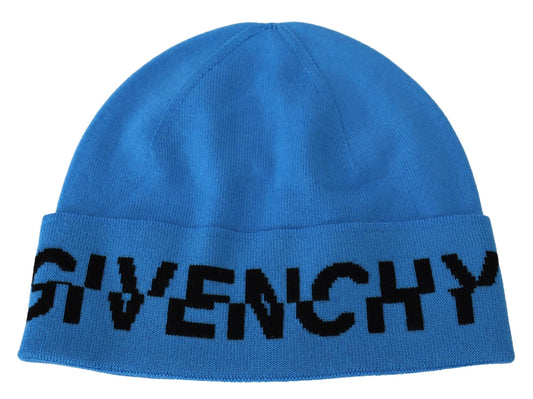 Blå uld unisex vinter varm beanie hat