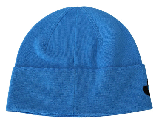 Blå uld unisex vinter varm beanie hat