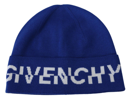 Blå uld unisex vinter varm beanie hat