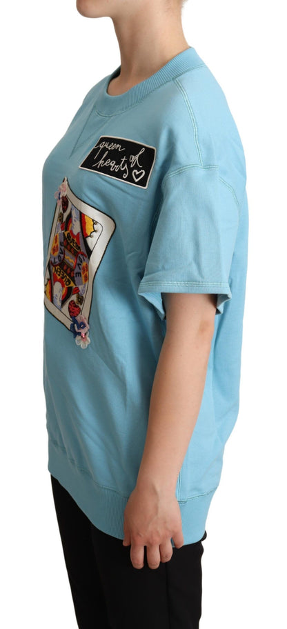 تي شيرت ببطاقة ملكة القلوب الزرقاء