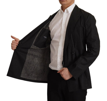 سترة بليزر قطنية سوداء منقطة