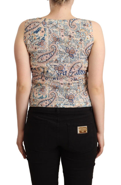 توب بدون أكمام من القطن متعدد الألوان وفتحة رقبة على شكل حرف V