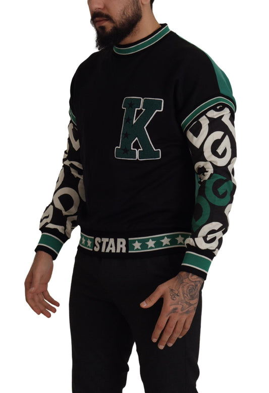 سترة KING Star Crewneck من القطن باللون الأسود والأخضر