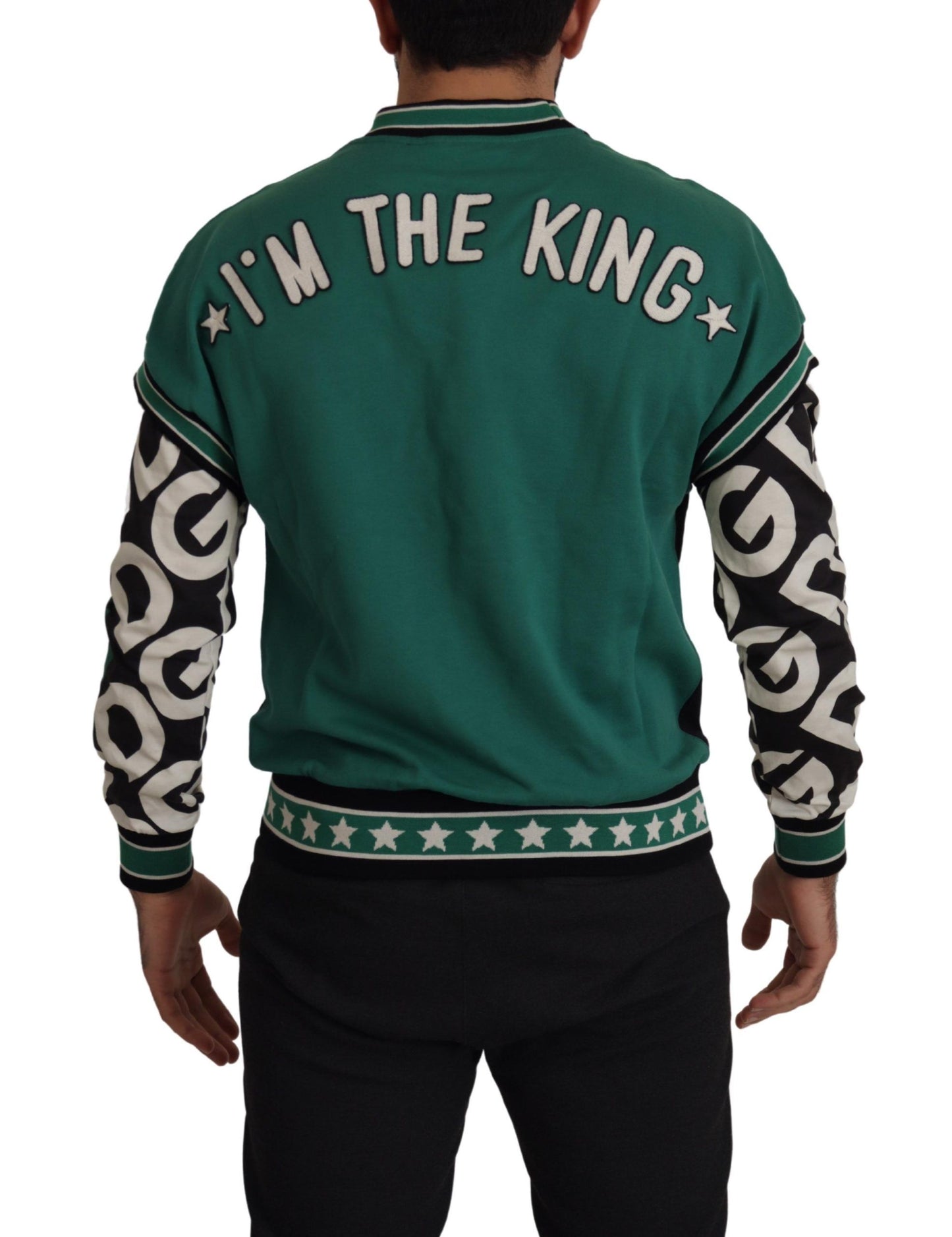 سترة KING Star Crewneck من القطن باللون الأسود والأخضر