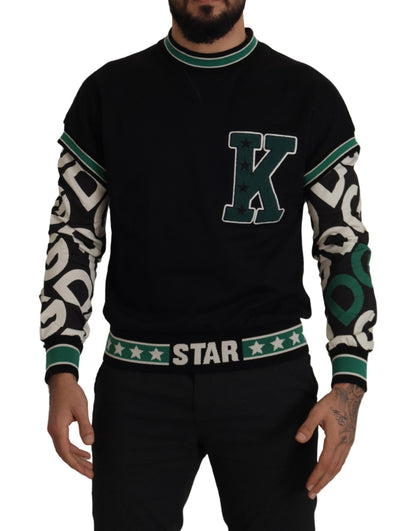 سترة KING Star Crewneck من القطن باللون الأسود والأخضر