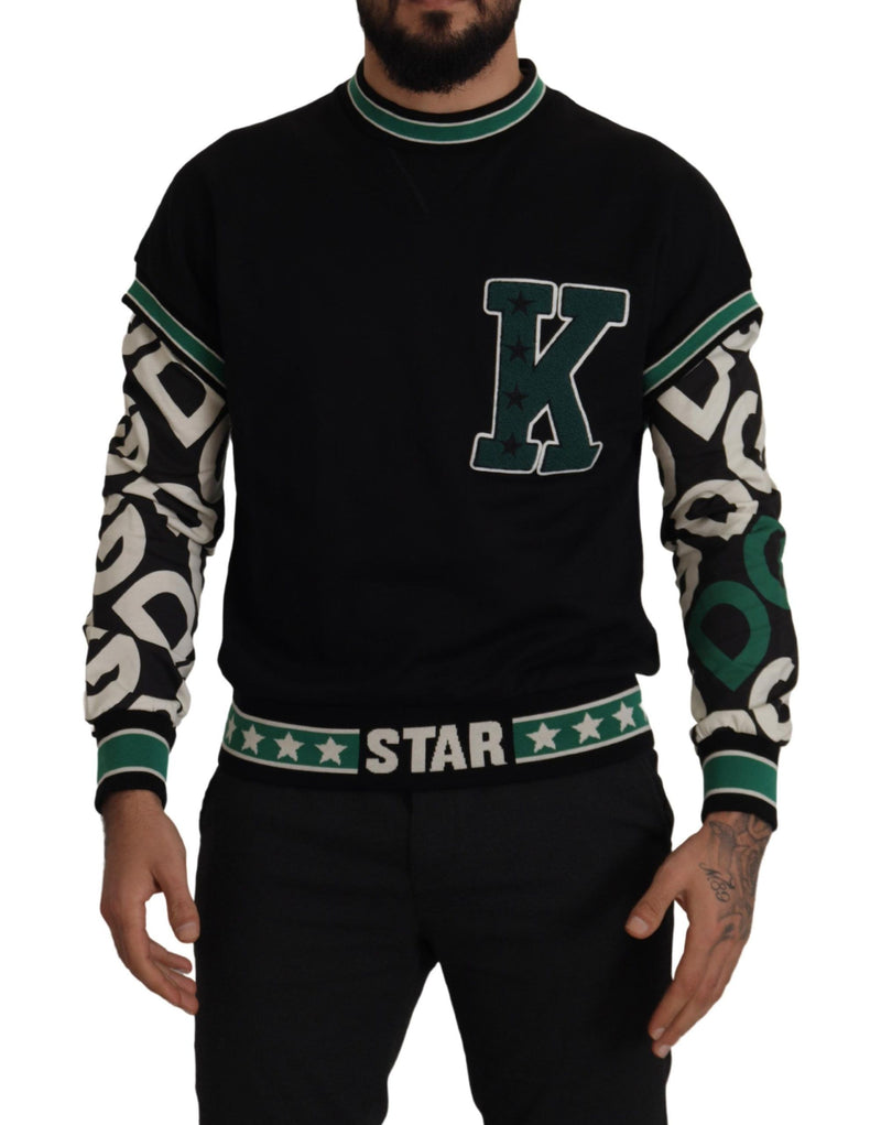 سترة KING Star Crewneck من القطن باللون الأسود والأخضر