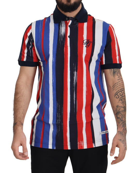 Flerfarvet bomuldspolo-T-shirt