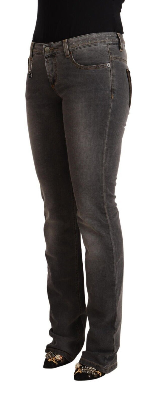 Gråvaskede lavtaljede lige denimjeans