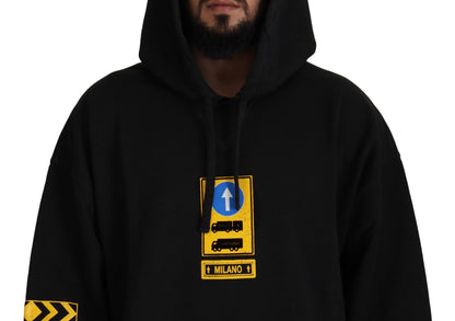 سترة سوداء من القطن بغطاء رأس ودرع DG