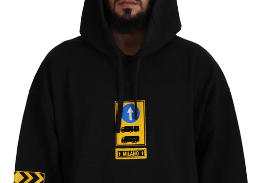 سترة سوداء من القطن بغطاء رأس ودرع DG