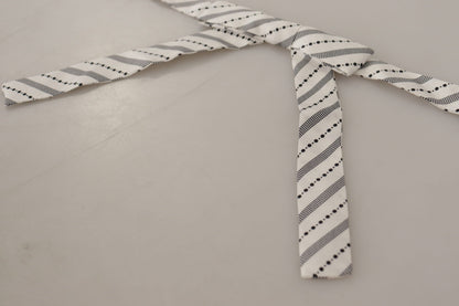 ربطة عنق بابيلون من الحرير 100% منقطة باللون الأبيض والأسود