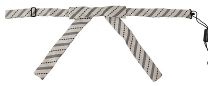 ربطة عنق بابيلون من الحرير 100% منقطة باللون الأبيض والأسود