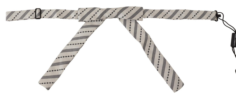 Hvid- og sort prikket butterfly med papillon-udskæring i 100% silke