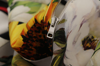 فستان متعدد الألوان من قماش الشارموز المزهر الجاكار المرقّع