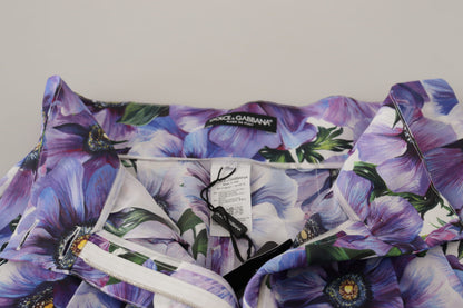 شورت قصير بخصر عالٍ من شقائق النعمان الأرجوانية