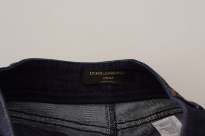 شورت جينز أزرق مطاطي من الكريستال