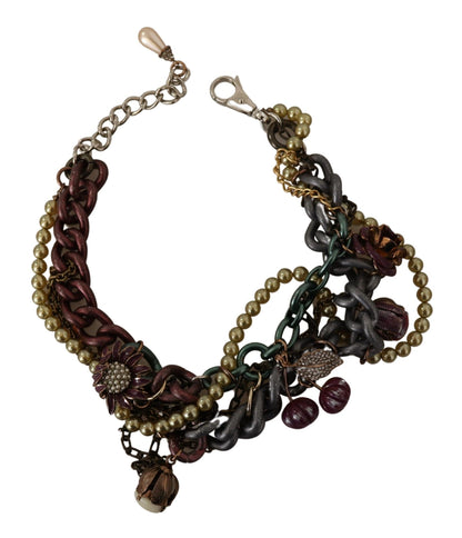 قلادة ذهبية من النحاس الأصفر مرصعة بالكريستال على شكل زهرة صقلية