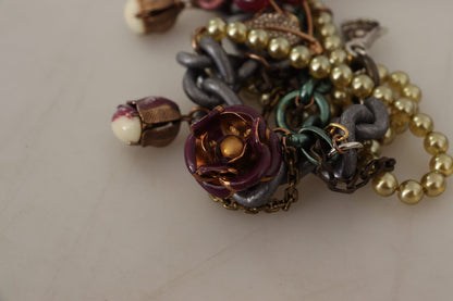 قلادة ذهبية من النحاس الأصفر مرصعة بالكريستال على شكل زهرة صقلية