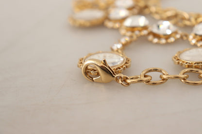 قلادة سلسلة كريستال ذهبية على شكل ساعة