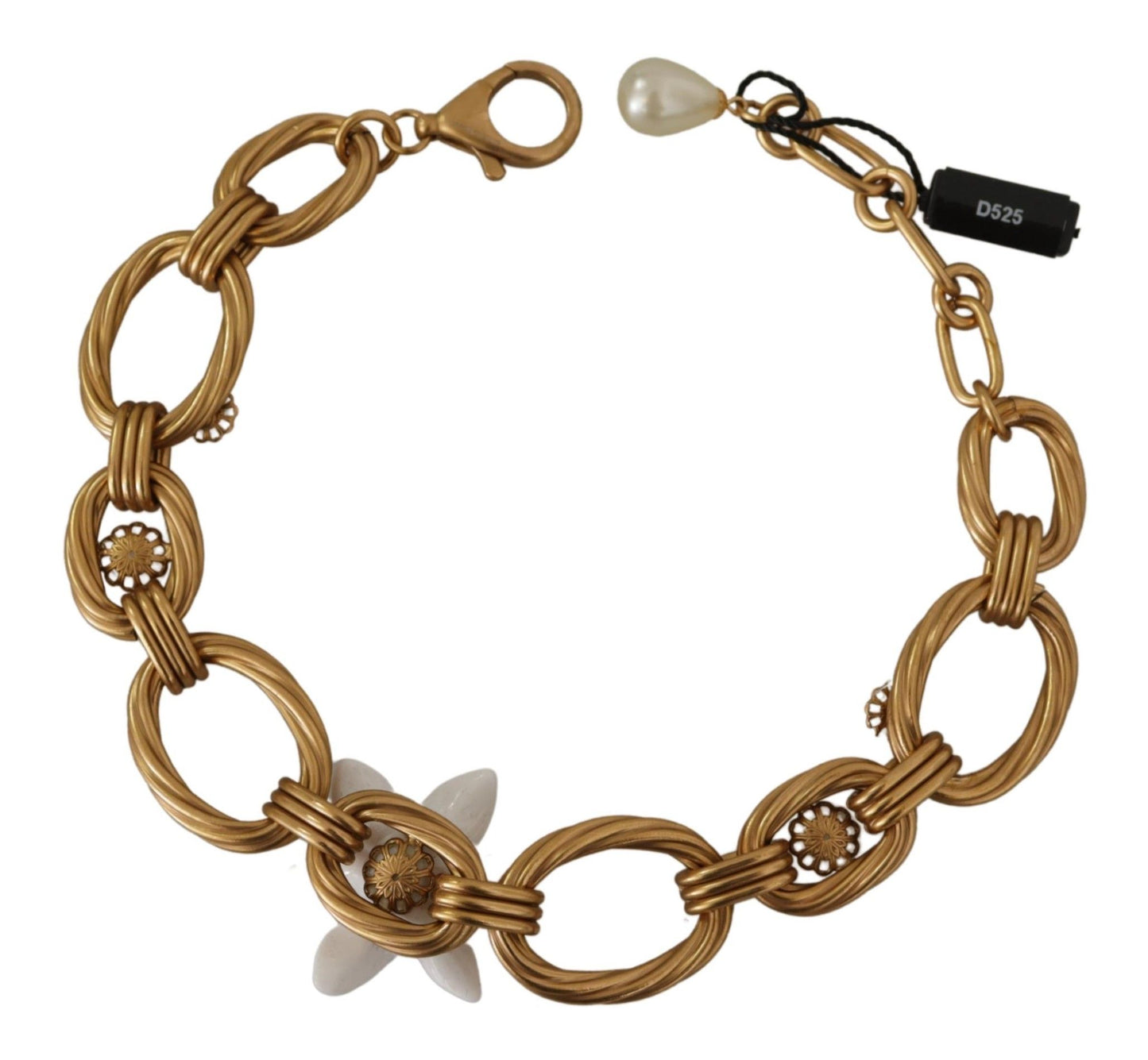 قلادة ذهبية من زنبق أبيض على شكل سلسلة زهور