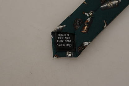 ربطة عنق من الحرير قابلة للتعديل بطبعة خيالية من الزجاجة السوداء