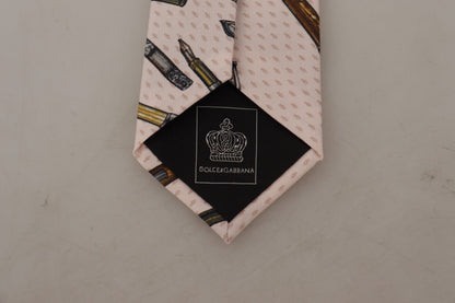 ربطة عنق قابلة للتعديل من الحرير بنسبة 100% بطبعة نقاط قلم وردية