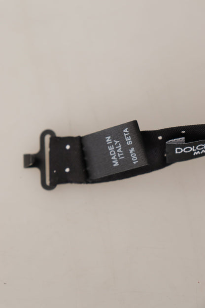 ربطة عنق بابيلون من الحرير 100% منقوش باللونين الأسود والأبيض