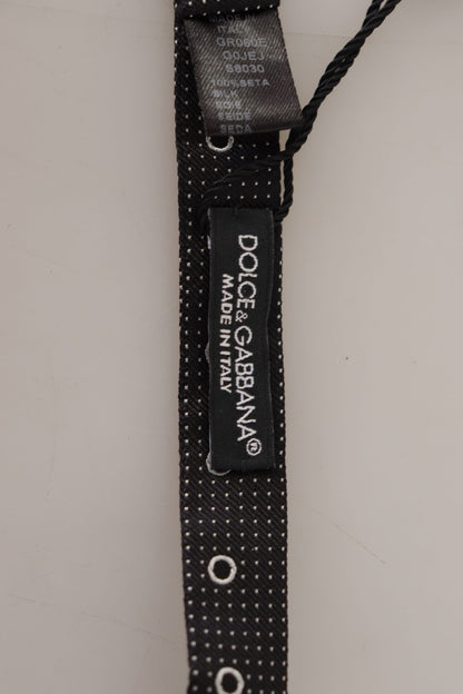 ربطة عنق بابيلون من الحرير 100% منقوش باللونين الأسود والأبيض