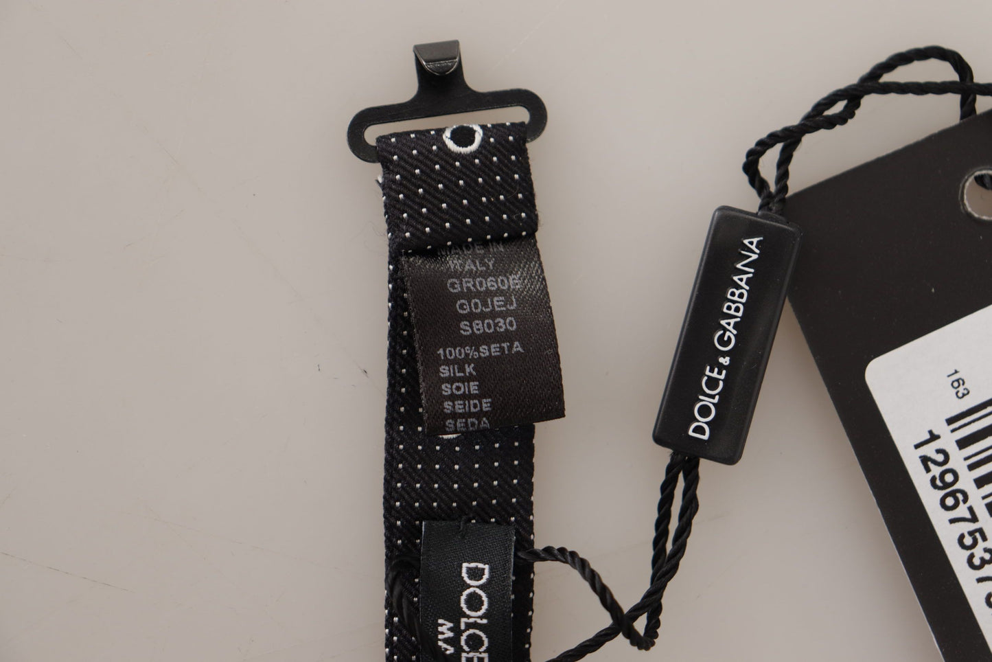 ربطة عنق بابيلون من الحرير 100% منقوش باللونين الأسود والأبيض