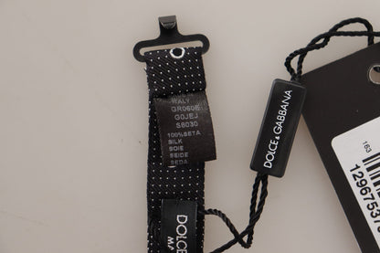 ربطة عنق بابيلون من الحرير 100% منقوش باللونين الأسود والأبيض