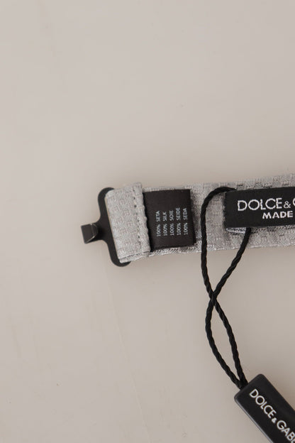 ربطة عنق بابيلون قابلة للتعديل مصنوعة من الحرير بنسبة 100% باللون الرمادي