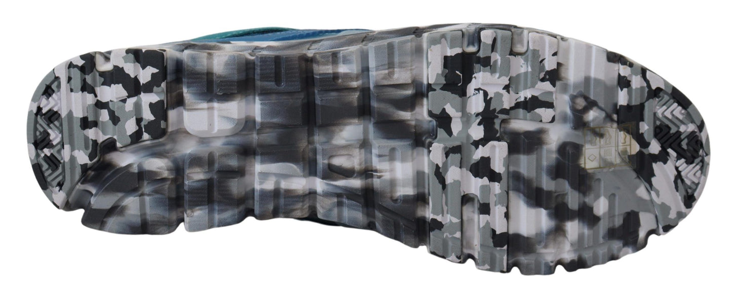 حذاء رياضي منخفض الرقبة من الجلد باللون الأزرق الرمادي