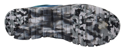 حذاء رياضي منخفض الرقبة من الجلد باللون الأزرق الرمادي