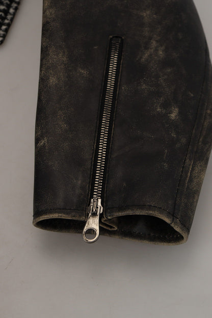 سترة بومبر من البوليستر بنقشة مربعات سوداء