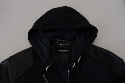 جاكيت معطف وبلوزة بغطاء رأس من البوليستر باللون الأسود