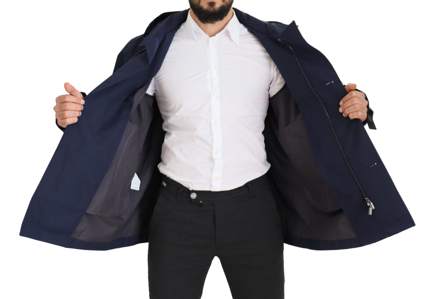 Blue Hooded Double Breasted Coat Jacket