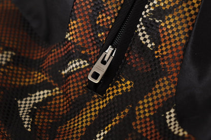 جاكيت بلوزون بسحاب كامل من الريش البني