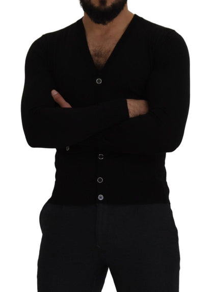 سترة كارديجان من الصوف الأسود بأزرار