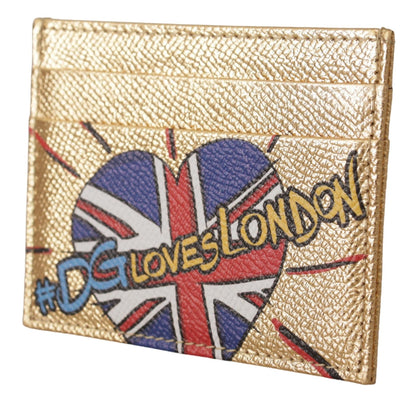 محفظة بطاقات نسائية من الجلد الذهبي #DGLovesLondon