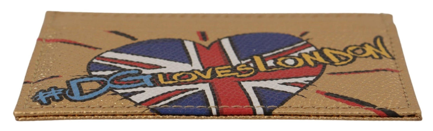 محفظة بطاقات نسائية من الجلد الذهبي #DGLovesLondon