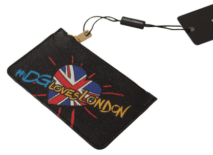 محفظة نسائية من الجلد الأسود #DGLovesLondon مزودة بحافظة عملات معدنية