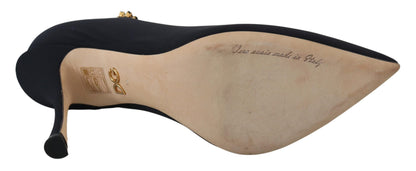 حذاء بكعب كريستالي مطاطي أسود اللون