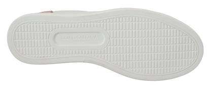 حذاء رياضي منخفض الرقبة من الجلد باللون الأبيض والوردي