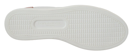 حذاء رياضي منخفض الرقبة من الجلد باللون الأبيض والوردي