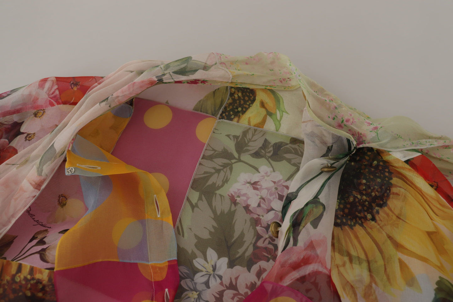 Flerfarvet Ascot-krave patchwork blusetop