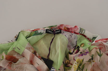 Flerfarvet blomsterprintet Ascot-kravebluse