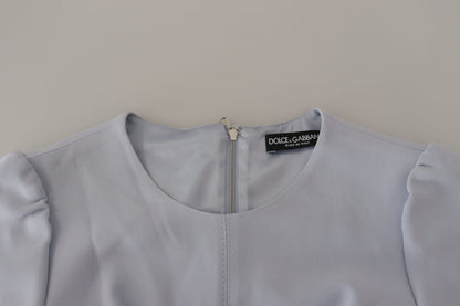 فستان فيسكوز متوسط الطول مزين بالزهور باللون الأزرق