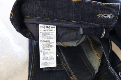 بنطال جينز أزرق ضيق بخصر مرتفع من القطن